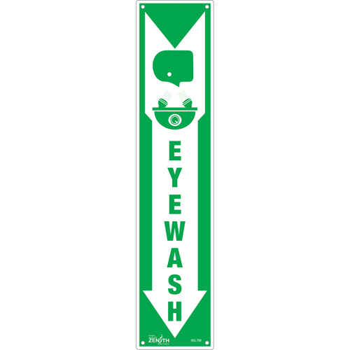 "Eye Wash" Sign, 18" x 4", Plastic, English with Pictogram