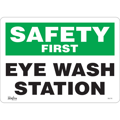 "Eye Wash Station" Sign, 10" x 14", Vinyl, English