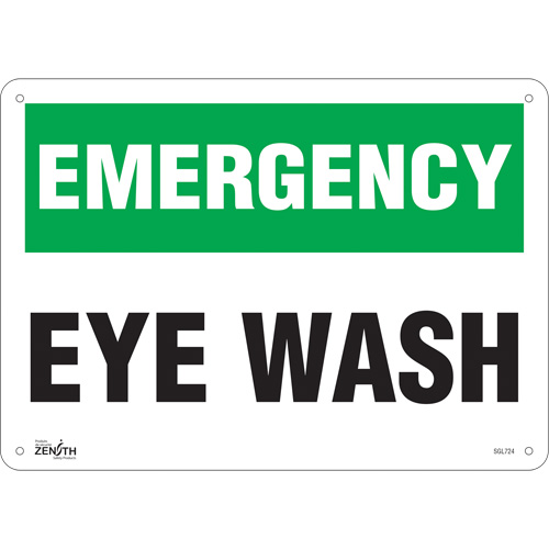 "Eye Wash" Sign, 10" x 14", Aluminum, English