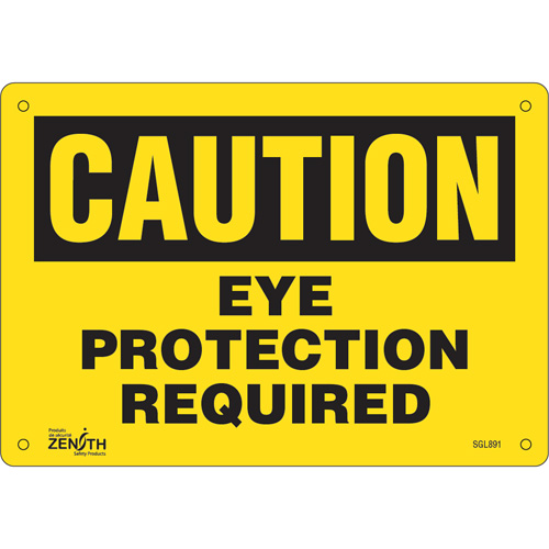 "Eye Protection Required" Sign, 7" x 10", Aluminum, English