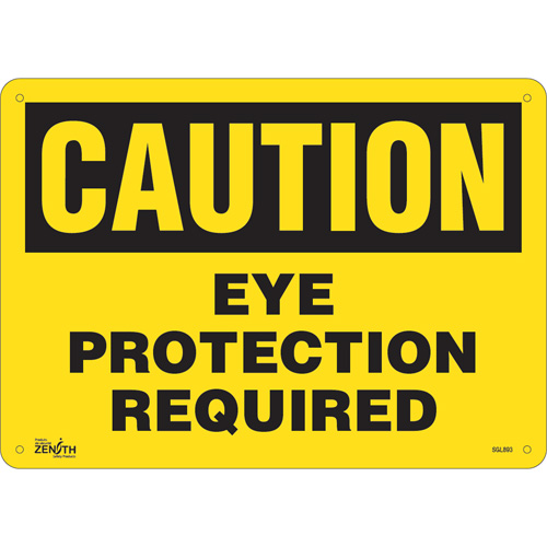 "Eye Protection Required" Sign, 10" x 14", Plastic, English