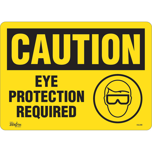 "Eye Protection Required" Sign, 10" x 14", Vinyl, English with Pictogram