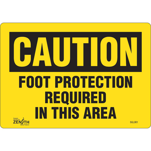 "Foot Protection Required" Sign, 7" x 10", Vinyl, English