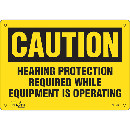 "Hearing Protection Required" Noise Hazard Sign, 7" x 10", Plastic, English