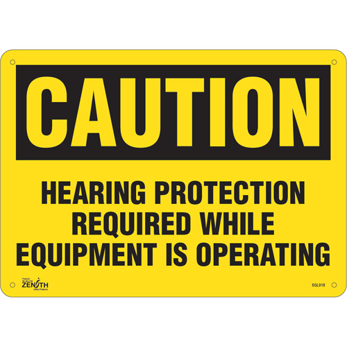 "Hearing Protection Required" Noise Hazard Sign, 10" x 14", Aluminum, English