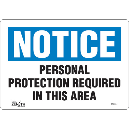 "Personal Protection Required" Sign, 7" x 10", Vinyl, English