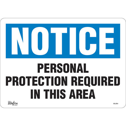"Personal Protection Required" Sign, 10" x 14", Vinyl, English