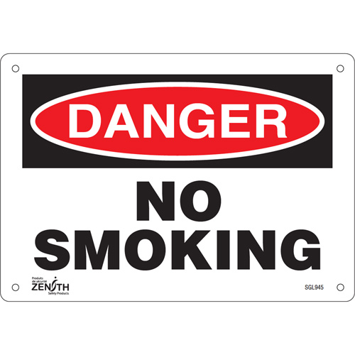 "No Smoking" Sign, 7" x 10", Aluminum, English