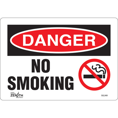 "No Smoking" Sign, 7" x 10", Vinyl, English with Pictogram