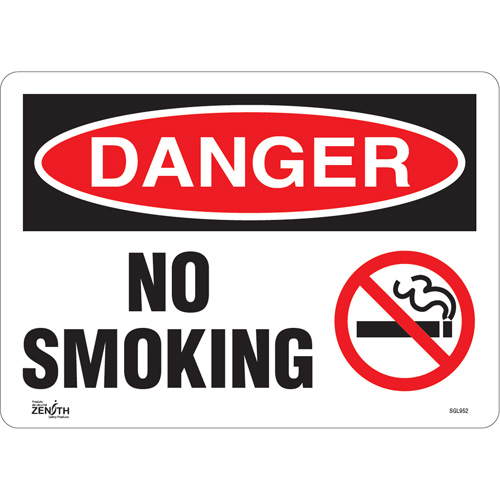 "No Smoking" Sign, 10" x 14", Vinyl, English with Pictogram
