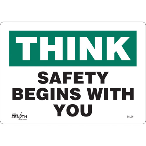 "Safety Begins With You" Sign, 7" x 10", Vinyl, English