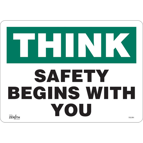 "Safety Begins With You" Sign, 10" x 14", Vinyl, English
