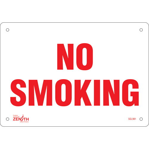 "No Smoking" Sign, 7" x 10", Aluminum, English
