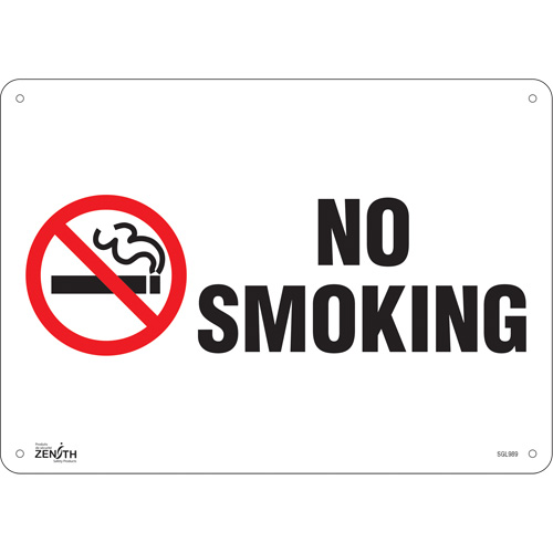 "No Smoking" Sign, 10" x 14", Plastic, English with Pictogram