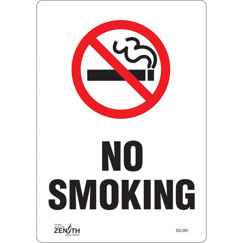 "No Smoking" Sign, 10" x 7", Vinyl, English with Pictogram