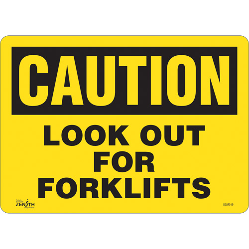 "Look Out For Forklifts" Sign, 10" x 14", Vinyl, English