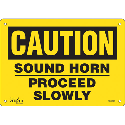 "Proceed Slowly" Sign, 7" x 10", Plastic, English