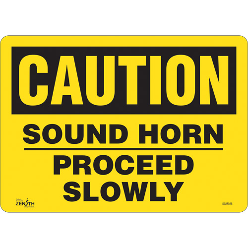 "Proceed Slowly" Sign, 10" x 14", Vinyl, English