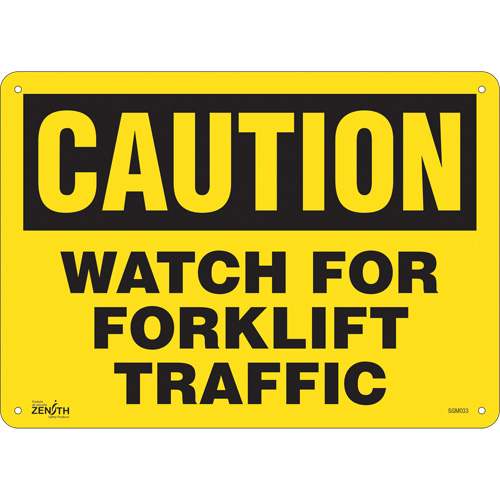 "Watch For Forklift" Sign, 10" x 14", Aluminum, English