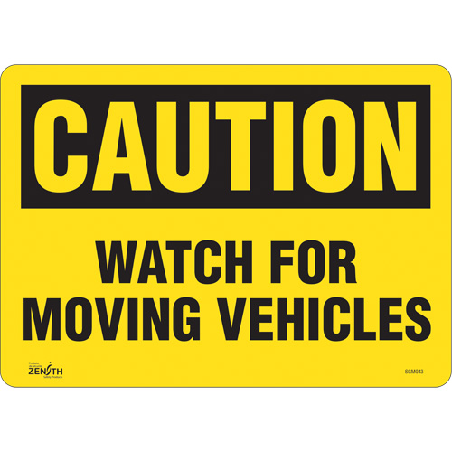 "Watch For Moving Vehicles" Sign, 10" x 14", Vinyl, English