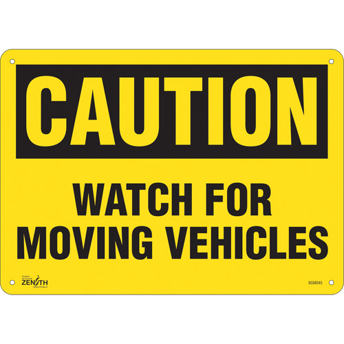 "Watch For Moving Vehicles" Sign, 10" x 14", Aluminum, English
