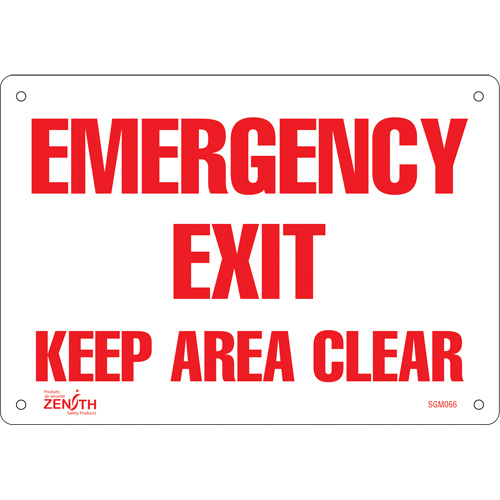 "Emergency Exit" Sign, 7" x 10", Aluminum, English