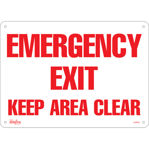 "Emergency Exit" Sign, 10" x 10", Plastic, English