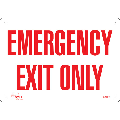 "Emergency Exit" Sign, 7" x 10", Aluminum, English