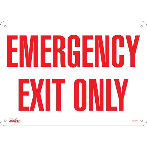 "Emergency Exit" Sign, 10" x 14", Aluminum, English