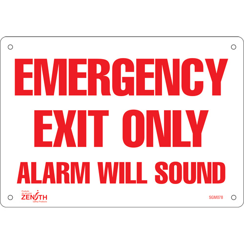 "Emergency Exit Only" Sign, 7" x 10", Aluminum, English