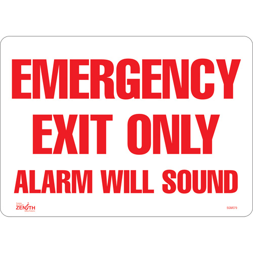 "Emergency Exit Only" Sign, 10" x 14", Vinyl, English