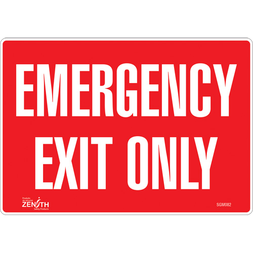 "Emergency Exit Only" Sign, 7" x 10", Vinyl, English