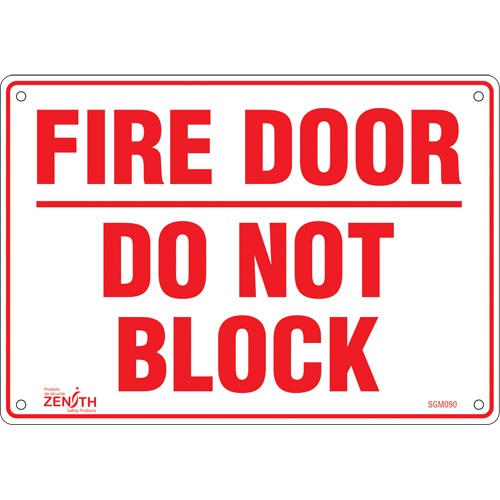 "Fire Door" Sign, 7" x 10", Aluminum, English