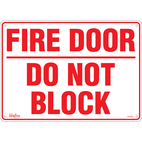 "Fire Door" Sign, 10" x 14", Aluminum, English