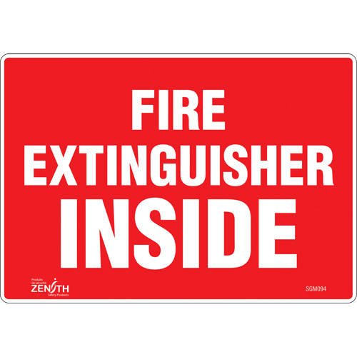 "Fire Extinguisher Inside" Sign, 7" x 10", Vinyl, English