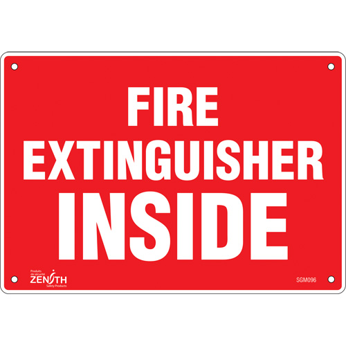 "Fire Extinguisher Inside" Sign, 7" x 10", Aluminum, English