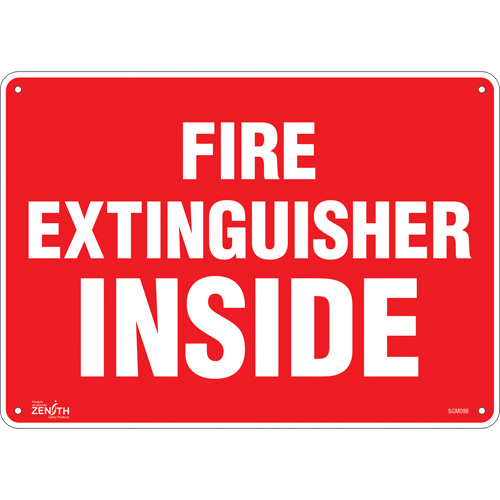 "Fire Extinguisher Inside" Sign, 10" x 14", Plastic, English
