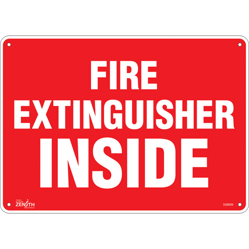 "Fire Extinguisher Inside" Sign, 10" x 14", Aluminum, English