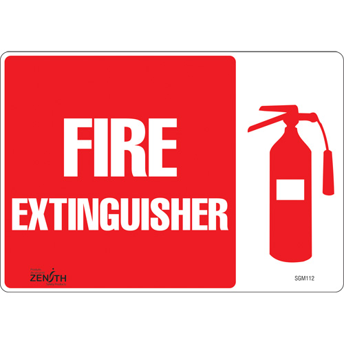 "Fire Extinguisher" Sign, 7" x 10", Vinyl, English with Pictogram