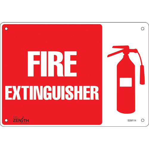 "Fire Extinguisher" Sign, 7" x 10", Aluminum, English with Pictogram