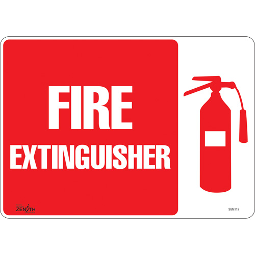"Fire Extinguisher" Sign, 10" x 14", Vinyl, English with Pictogram