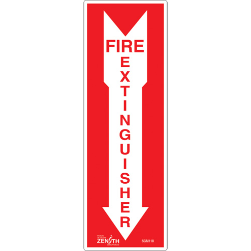 "Fire Extinguisher" Sign, 12" x 4", Vinyl, English with Pictogram