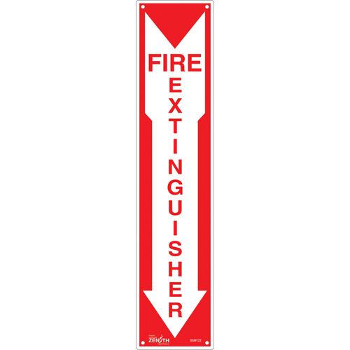 "Fire Extinguisher" Sign, 18" x 4", Plastic, English with Pictogram