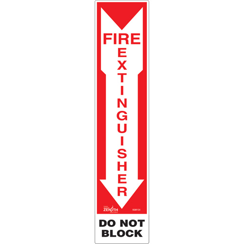"Fire Extinguisher - Do Not Block" Sign, 18" x 4", Vinyl, English with Pictogram