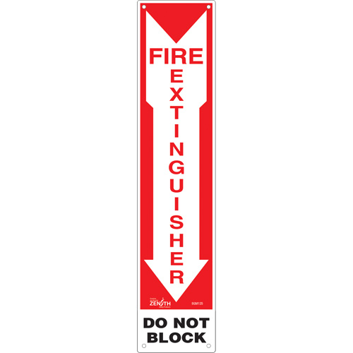 "Fire Extinguisher - Do Not Block" Sign, 18" x 4", Plastic, English with Pictogram