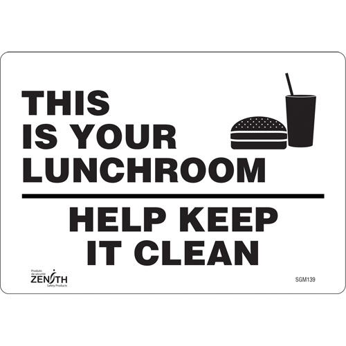 "This Is Your Lunchroom" Sign, 7" x 10", Vinyl, English with Pictogram