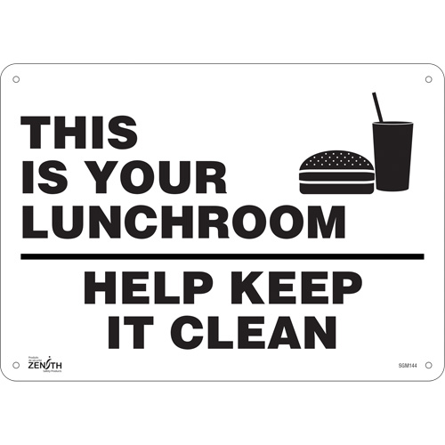"This Is Your Lunchroom" Sign, 10" x 14", Aluminum, English with Pictogram