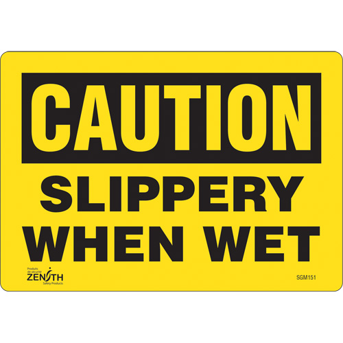 "Slippery When Wet" Sign, 7" x 10", Vinyl, English