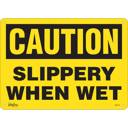 "Slippery When Wet" Sign, 10" x 14", Plastic, English