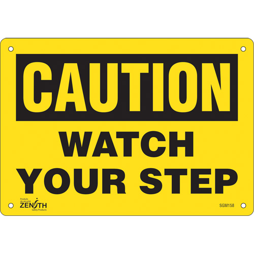 "Watch Your Step" Sign, 7" x 10", Plastic, English